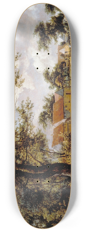 Meindert Hobbema - Wooded landscape with a Water-mill 8.25 inch art skate deck