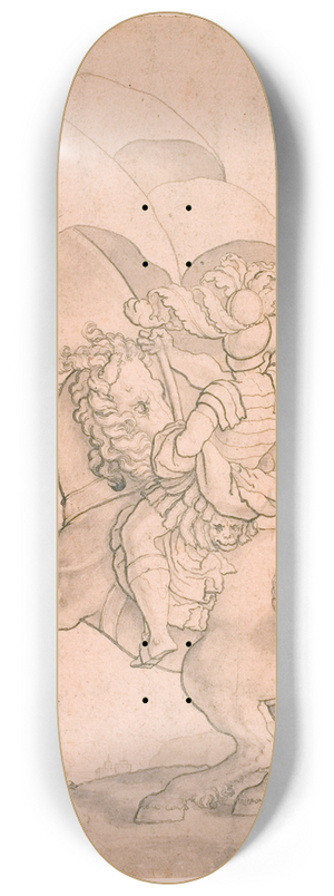 Melchior Lorck - To ryttere, den forreste brende en fane 8.25 inch art skate deck