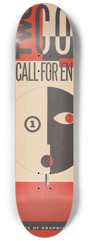 Michael Mabry - One color  two color  call for entry  AIGA 8.25 inch art skate deck