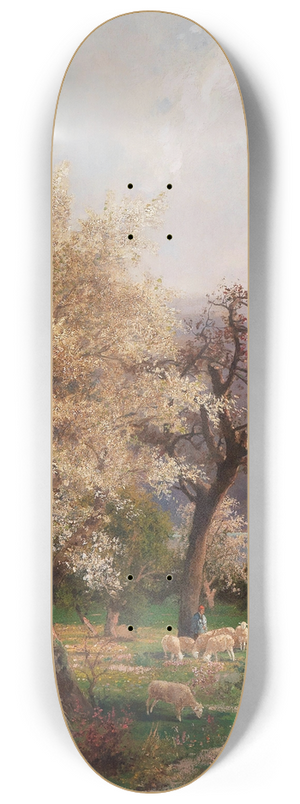 Adolf Kaufmann - A Lake Landscape in Spring 8.25 inch art skate deck