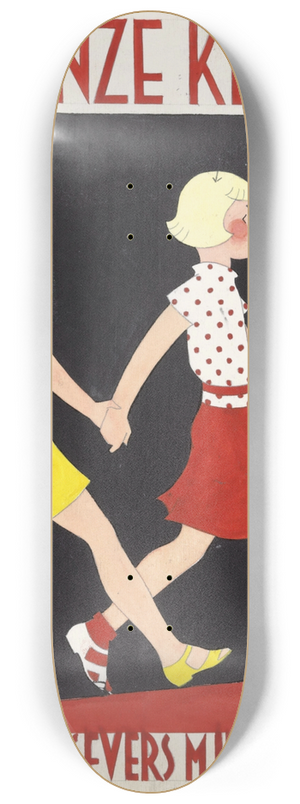 Miep de Feijter - Bandontwerp voor; Henritte Dietz e.a., Voor onze kleintjes; gellustreerde vertellingen om voor te lezen en zelf te lezen voor kinderen van 5-8 jaar, c. 1928 8.25 inch art skate deck