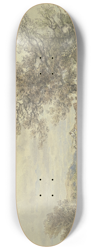 Anton Burger - Landschaft mit hohem Baum und Holzfuhrwerk 8.25 inch art skate deck