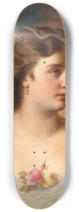 Anton Ebert - Bildnis einer Dame mit Rosen am Dekollet 8.25 inch art skate deck