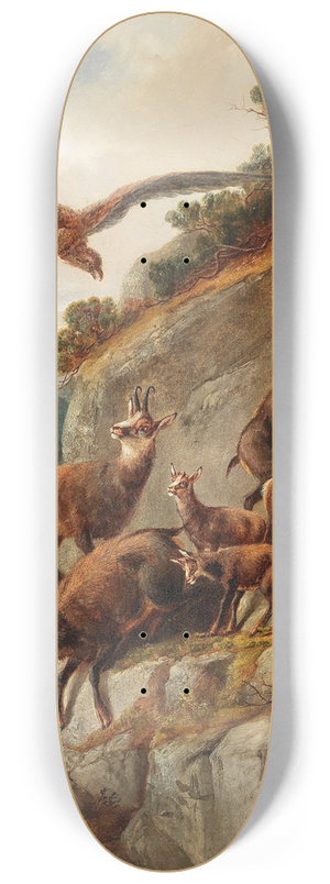 Moritz Mller - Chamois and Eagle on a Steep Cliff Face 8.25 inch art skate deck
