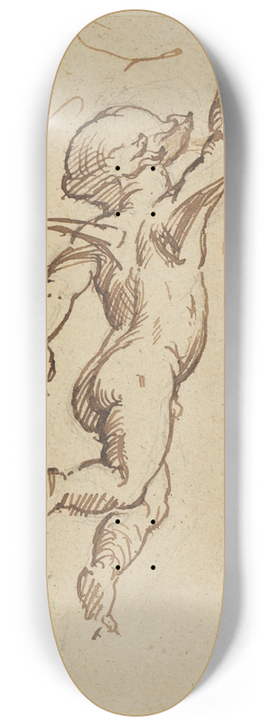 Moritz von Schwind - Putto, schrg vom Rcken gesehen, mit erhobenem rechten Arm, den Kopf nach links gewendet 8.25 inch art skate deck