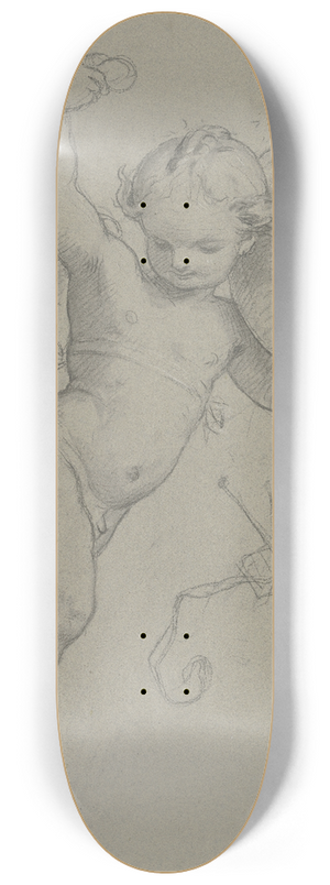 Moritz von Schwind - Schwebender Putto mit Tamburin 8.25 inch art skate deck