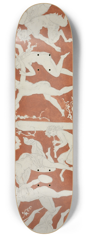 Moritz von Schwind - Tanz von Satyrn und Bacchantinnen um die Herme des Dionysos 8.25 inch art skate deck