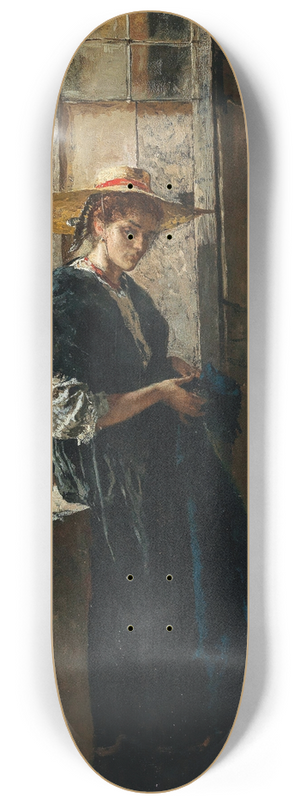 Mos Bianchi - Lady with Strawhat by the Window 8.25 inch art skate deck