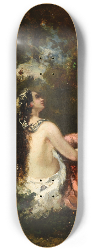 Narcisse-Virgile Diaz de La Pea - La femme  la perruche 8.25 inch art skate deck