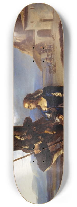 Anton Goubau - Landscape with Figures 8.25 inch art skate deck