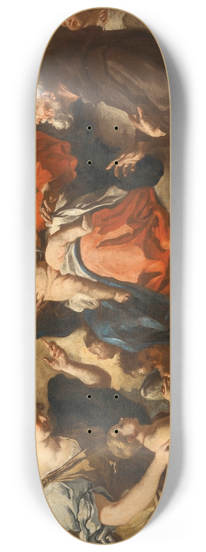 Neapolitan School - Madonna and Child, with Saint Francis of Paola and the Archangel Raphael 8.25 inch art skate deck