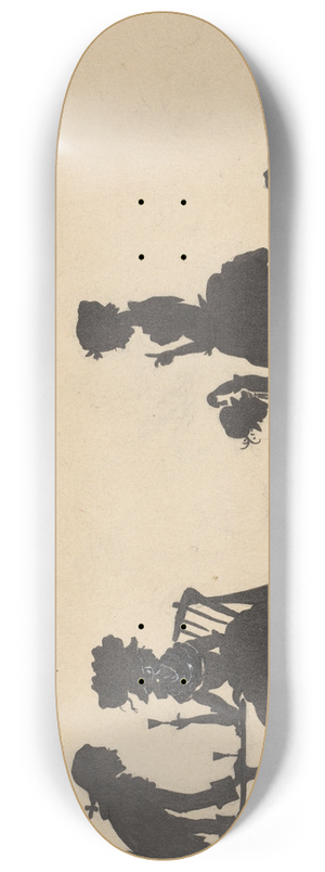 Nelly Bodenheim - Silhouet van een familie in de tuin, met de meid en tuinman 8.25 inch art skate deck