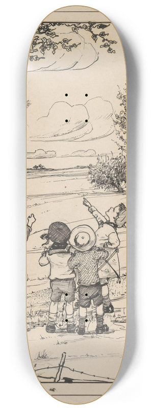 Nelly Spoor - Vijf jongens kijkend naar een zeppelin 8.25 inch art skate deck