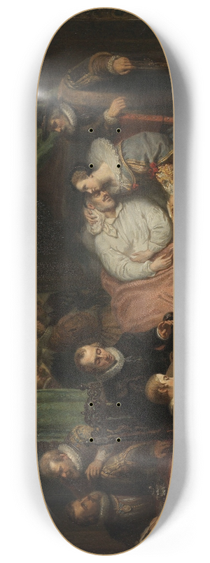 Nicolaas Pieneman - Prince William I nursed by his Wife Charlotte de Bourbon after the Abortive Attempt on his Life by Jean Jaurequi in Antwerp in 1582 8.25 inch art skate deck