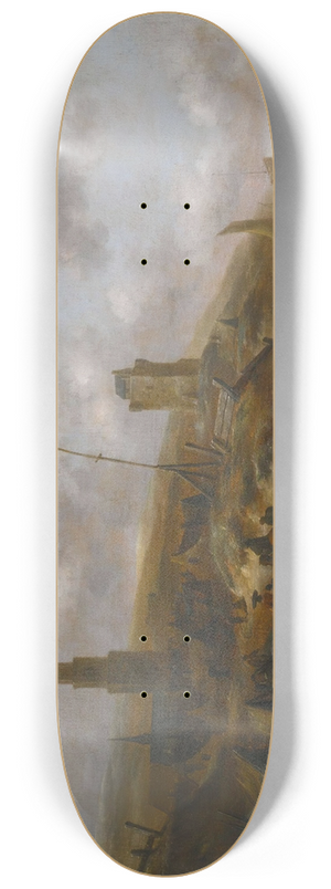 Nicolaes Molenaer - The Beach At Scheveningen With Fishermen Unloading Their Catch 8.25 inch art skate deck