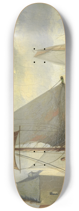 Antonie Waldorp - Riviergezicht met een waltoren genspireerd op de Camperveerse toren te Veere 8.25 inch art skate deck