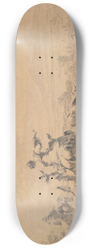 Nicolaes Pietersz. Berchem - Herdsmen in an ItalianLandscape 8.25 inch art skate deck