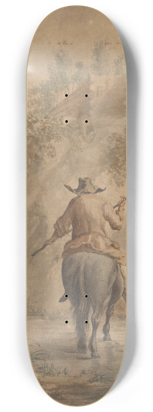 Nicolaes Pietersz. Berchem - Rivierlandschap met een ruiter, vrouw en vee 8.25 inch art skate deck Nicolaes Pietersz. Berchem - Rivierlandschap met een ruiter, vrouw en vee 8.25 inch art skate deck