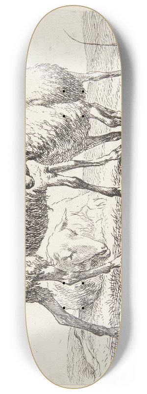Nicolaes Pietersz. Berchem - To stende fr og et lam 8.25 inch art skate deck