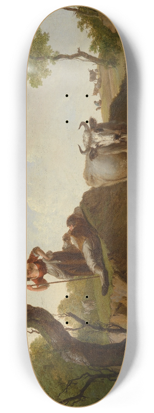 Nicolas Henri Joseph de Fassin - Landschaft mit Herde und Hirtenpaar 8.25 inch art skate deck