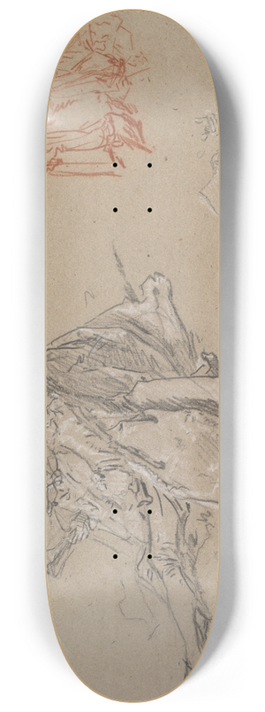 Nicolas Lancret - Studies of a Couple Seated on the Ground, Looking at a Songbook 8.25 inch art skate deck