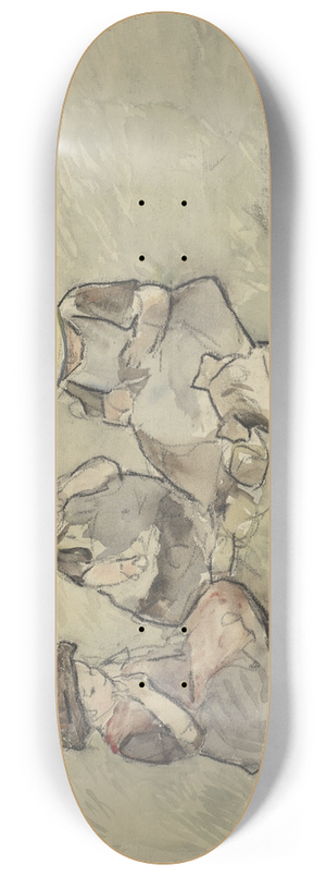 Adolf le Comte - Drie meisjes met een hond zittend in een weiland 8.25 inch art skate deck