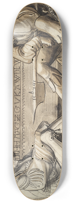 Niklaus Manuel - Fragment eines Scheibenrisses mit zwei Grabwchtern 8.25 inch art skate deck Niklaus Manuel - Fragment eines Scheibenrisses mit zwei Grabwchtern 8.25 inch art skate deck