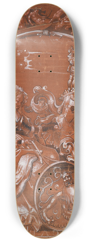 Niklaus Manuel - Scheibenriss mit sitzender Schildhalterin und Lwenwappen 8.25 inch art skate deck Niklaus Manuel - Scheibenriss mit sitzender Schildhalterin und Lwenwappen 8.25 inch art skate deck