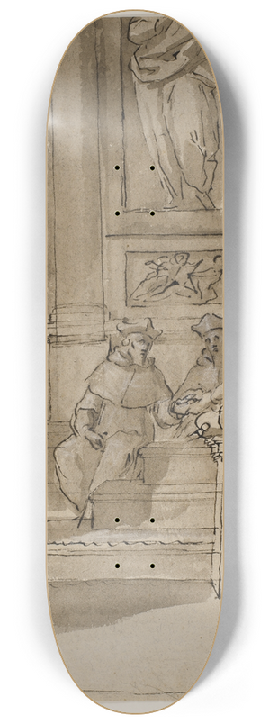 Antonio Aliense - En kardinal af Barbarigo-familien modtages i audiens af paven Studie til en fresco i Villa Barbarigo, Noventa Vicentina 8.25 inch art skate deck