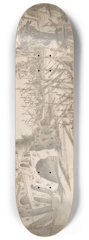 Nikolaus Gottfried Stuber - Harbor Scene 8.25 inch art skate deck