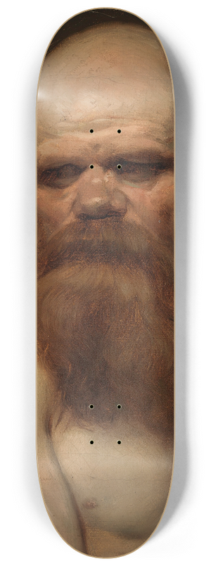 Nils Jakob Olsson Blommr - Bearded Man, Modelsketch 8.25 inch art skate deck