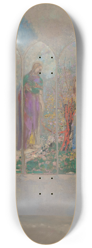 Odilon Redon - Devotion near a red bush 8.25 inch art skate deck