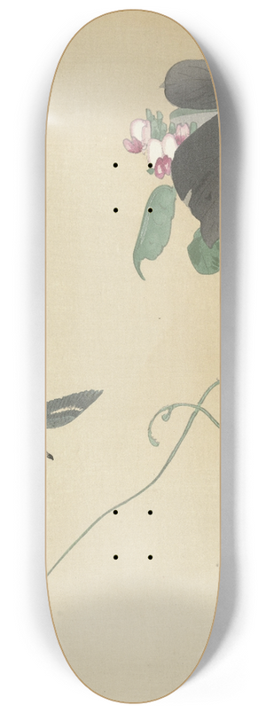 Ohara Koson - Bird at flowering bean plant 8.25 inch art skate deck Ohara Koson - Bird at flowering bean plant 8.25 inch art skate deck