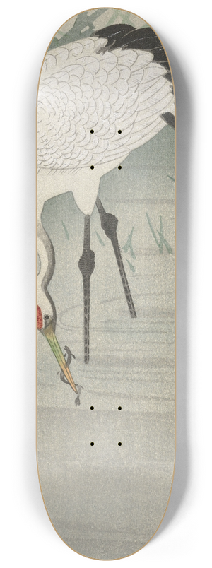 Ohara Koson - Fishing crane in shallow water 8.25 inch art skate deck Ohara Koson - Fishing crane in shallow water 8.25 inch art skate deck