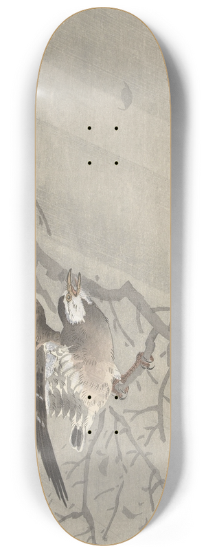 Ohara Koson - Gray starling in storm 8.25 inch art skate deck Ohara Koson - Gray starling in storm 8.25 inch art skate deck