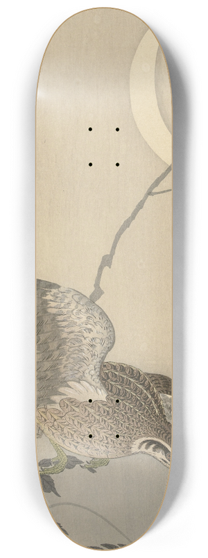 Ohara Koson - Quail at sickle moon 8.25 inch art skate deck