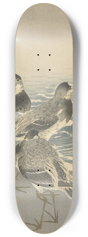 Ohara Koson - Sandpipers at sickle moon 8.25 inch art skate deck