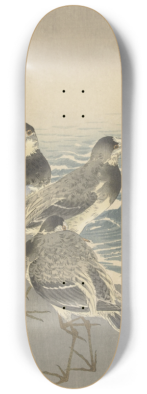 Ohara Koson - Sandpipers at sickle moon 8.25 inch art skate deck
