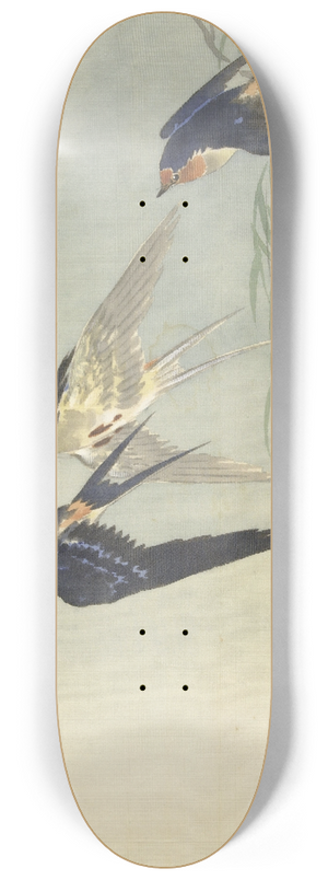 Ohara Koson - Three birds in full flight 8.25 inch art skate deck
