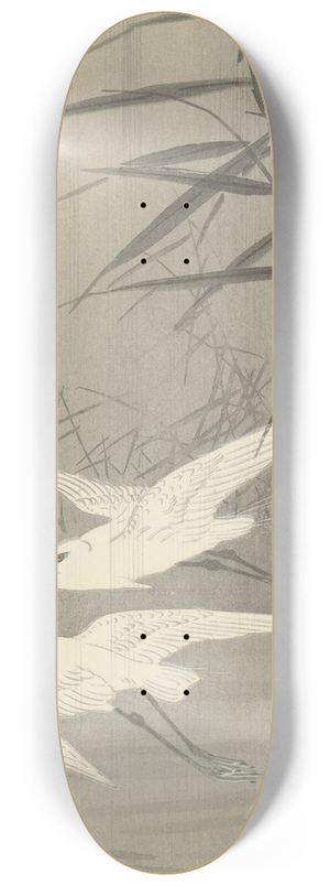 Ohara Koson - Two egrets in flight 8.25 inch art skate deck