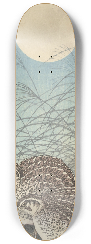 Ohara Koson - Two quail at full moon 8.25 inch art skate deck