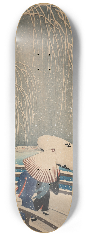 Ohara Koson - Umbrellas in Snow 8.25 inch art skate deck Ohara Koson - Umbrellas in Snow 8.25 inch art skate deck