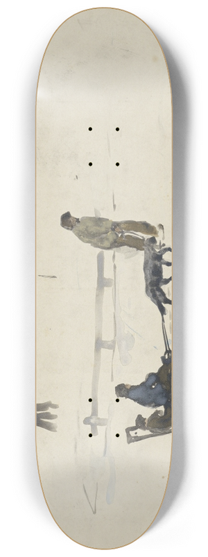 Adolf le Comte - Slede met twee kinderen getrokken door een man met hond 8.25 inch art skate deck