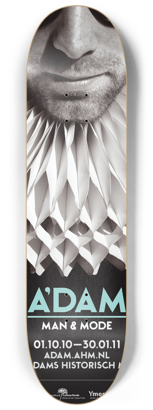 Ontwerpbureau Matte - Affiche voor tentoonstelling ADAM, Man and Mode 8.25 inch art skate deck