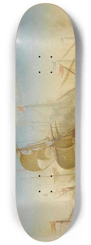 Orazio Grevenbroeck - A Naval Battle Between Turks And Christians 8.25 inch art skate deck