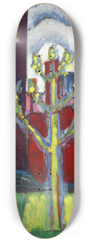 Oscar Bluemner - Young Tree in Red Courtyard 8.25 inch art skate deck