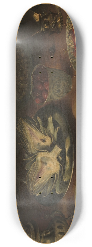 Osias Beert the Elder - Still Life with Artichoke, Fruit in Kraak Porcelain Ware and a Salt Cellar and Pepper Castor 8.25 inch art skate deck Osias Beert the Elder - Still Life with Artichoke, Fruit in Kraak Porcelain Ware and a Salt Cellar and Pepper Castor 8.25 inch art skate deck