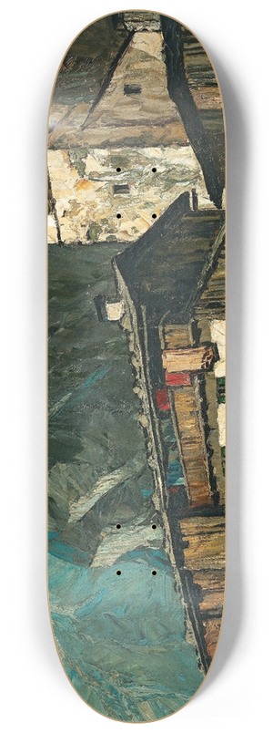 Oskar Mulley - Mountain church and farm 8.25 inch art skate deck