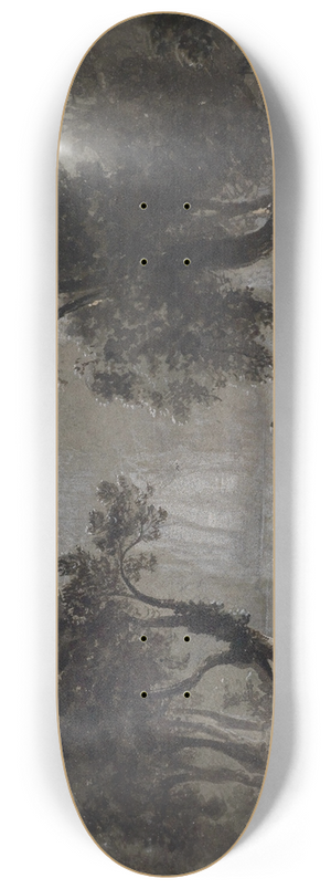 Oswald Achenbach - Eine romantische Waldlandschaft im Mondlicht 8.25 inch art skate deck