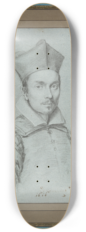 Ottavio Leoni - Portrait of an Ecclesiastic, perhaps of the Mignanellifamily 8.25 inch art skate deck